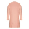 thumbnail image 5 of IROINNID Long Sleeve Dress for Women Mid-Length Fit&Flare Dress V-Neck Cold Shoulder Long Sleeve Button Metal Buckle Solid Dresses,Pink, 5 of 6