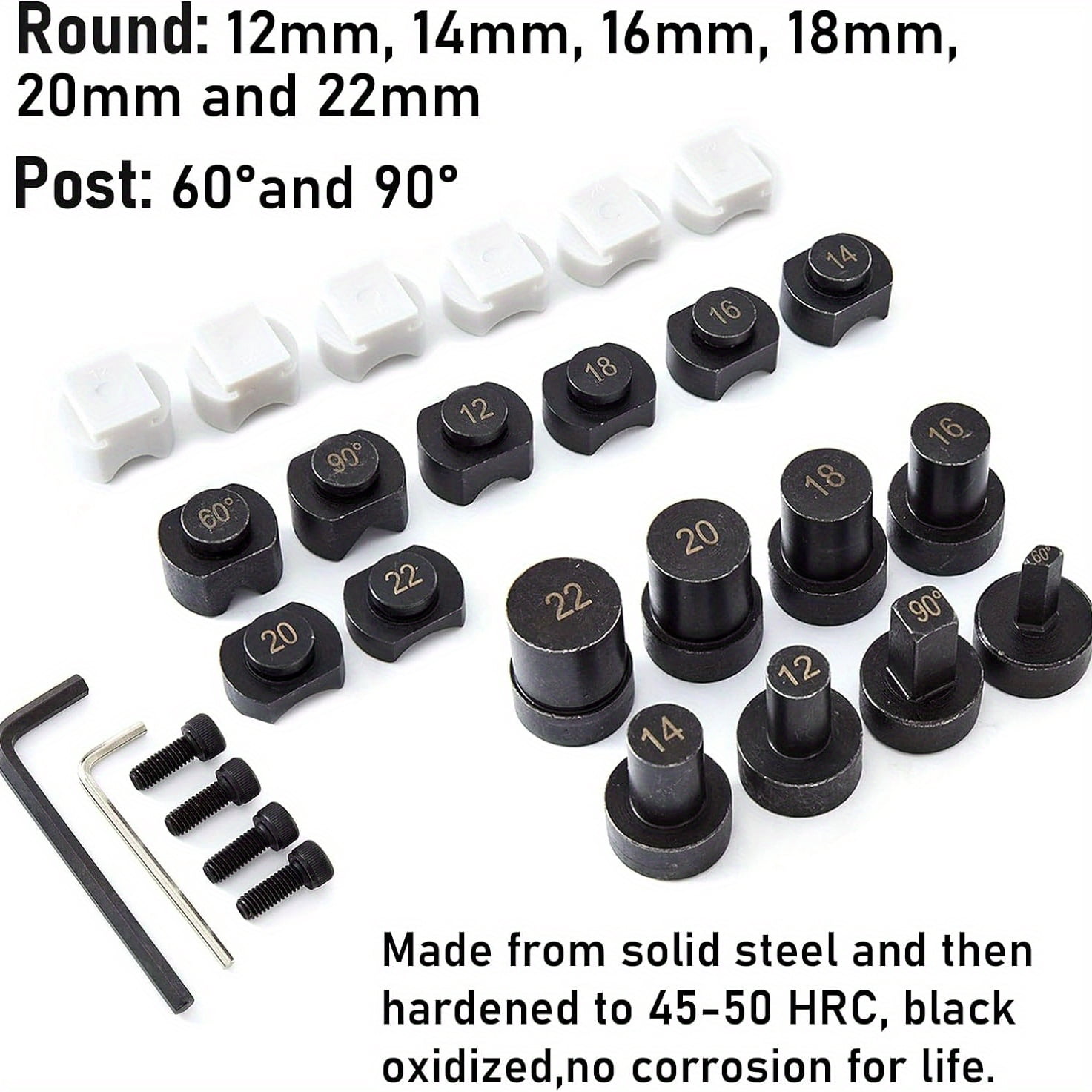 Heavy Duty Ring Bender Tool, Ring Press Machine for Spoon Rings, Jewelry Ring Making Kit with Ring Sizer Gauge, Ring Mandrel Stick & Double Head Rubber Hammer, 6 Round Dies and 2 Post Dies Set