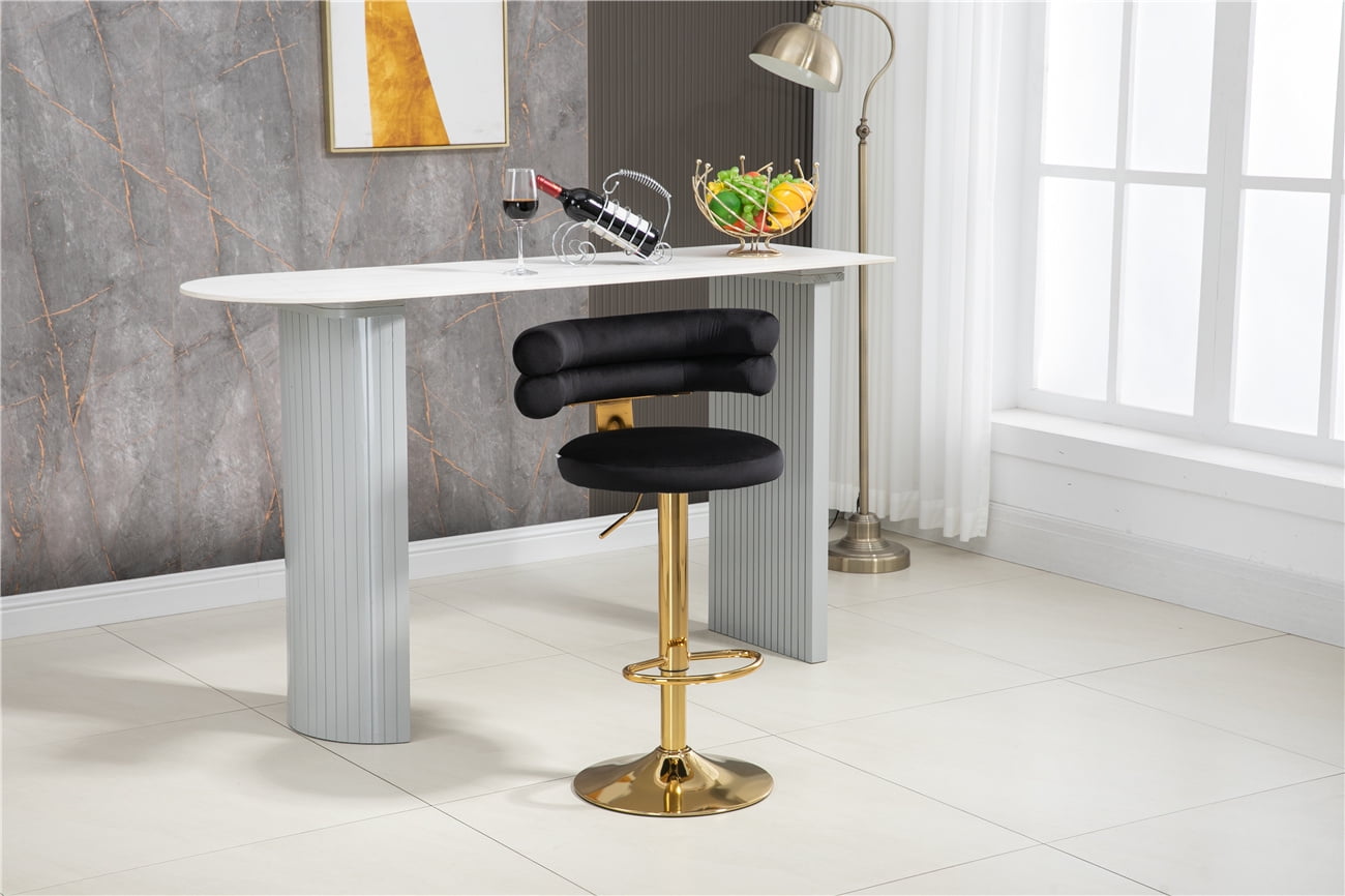 Velvet Bar Stool, Modern Upholstered Adjustment Height Bar Stool