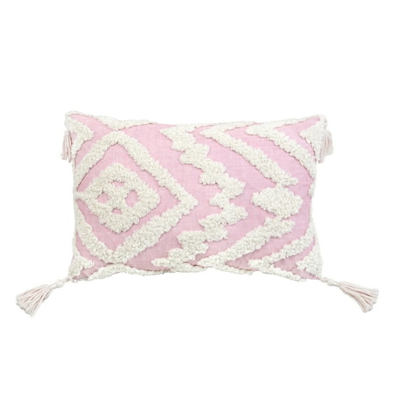 Lea Unlimited Cording Pink Woven Geometric Embroidery Accent Pillow