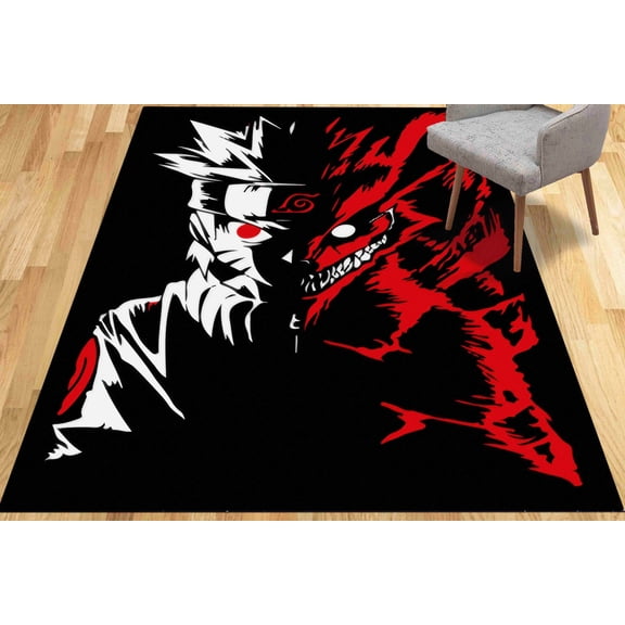 Stair Rug, Black Rugs, Gift For Him Rug, Modern Rugs, Machine Washable Rug, Hallway Rugs, Manga Rugs, Anime Rug, Rug, Kitchen Rugs, Red Rug, 2.6'x4' - 80x120 cm