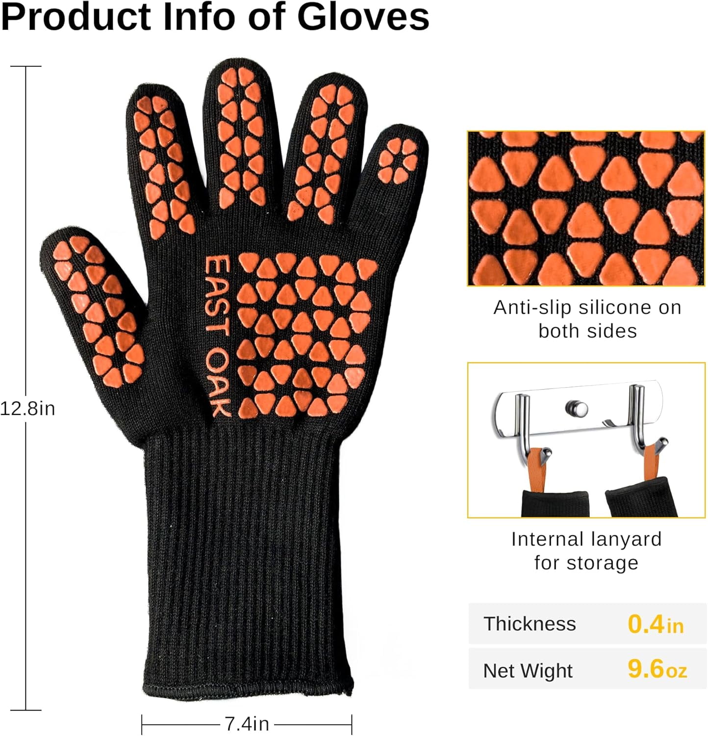 EAST OAK Stainless Steel Fire Pit Tool Set with Fireproof Gloves