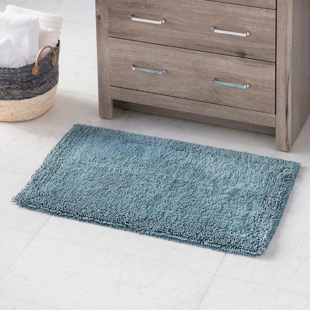 Hotel Style Cotton Blend Solid Bath Rug, 21" x 34", Teal