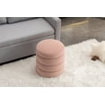 thumbnail image 3 of Luxury Boucle Fabric Storage Ottoman with Flip-Top Storage & Solid Wood Base, Dual-Use Footstool for Living Room, Bedroom & Vanity, Pink, 3 of 9