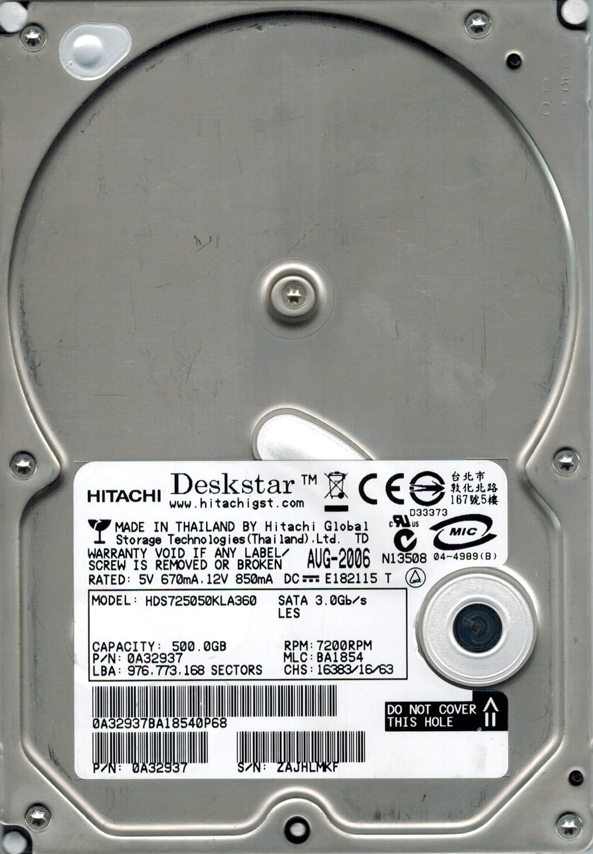 Hitachi HDT725032VLAT80 Disque Dur PCB | HDDZone ançais