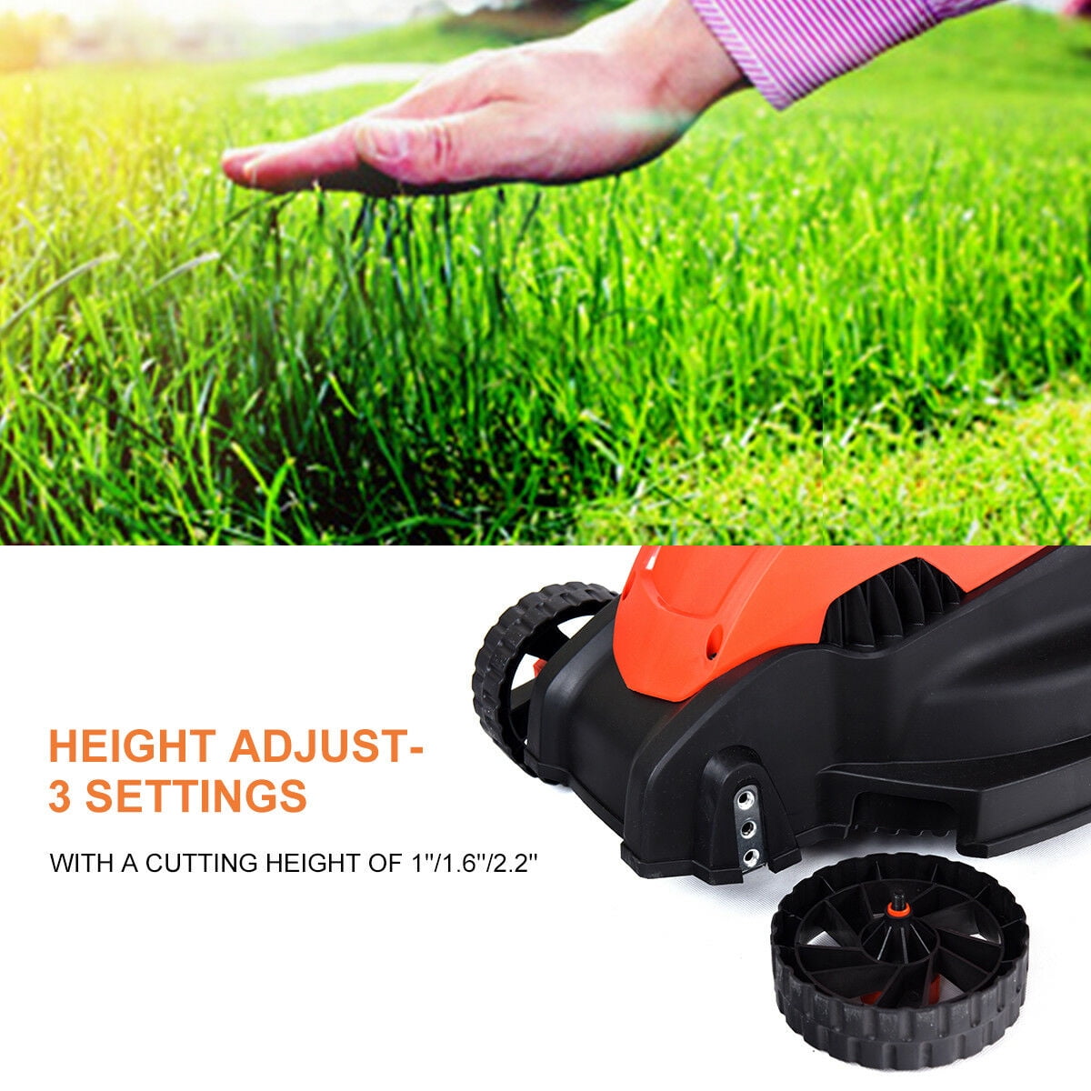 Costway 12 Amp 14-Inch Electric Push Lawn Corded Mower With Grass Bag Red