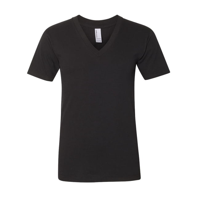American Apparel Fine Jersey V-Neck Tee, XS, Black