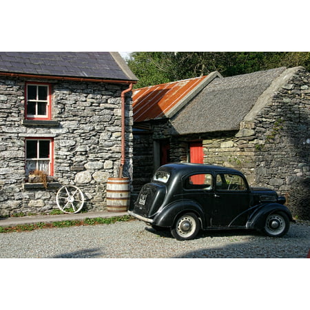 Framed Art for Your Wall Auto Stone Built House Barn Oldtimer Ireland 10x13