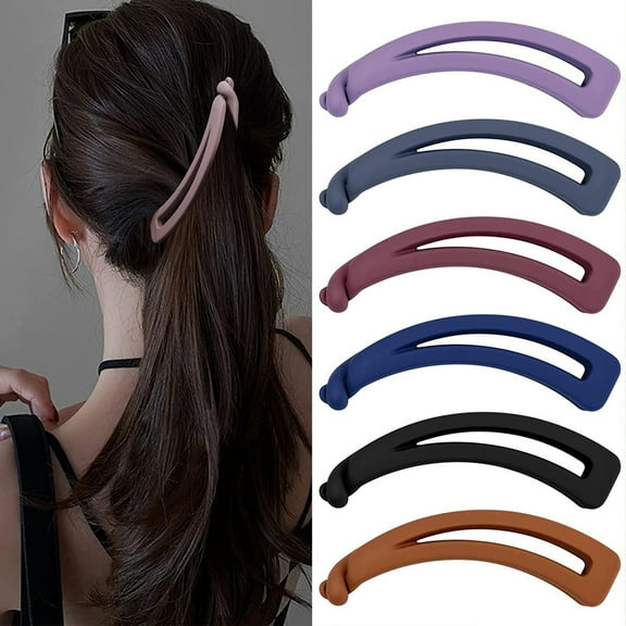 Shenmeida 4PCS Banana Vertical Hair Barrettes Large Hair Clips for Women Thick Hair Automatic Clasp Clamp Pins Nonslip Grip Ponytail Holders, Stylish Hair Accessories