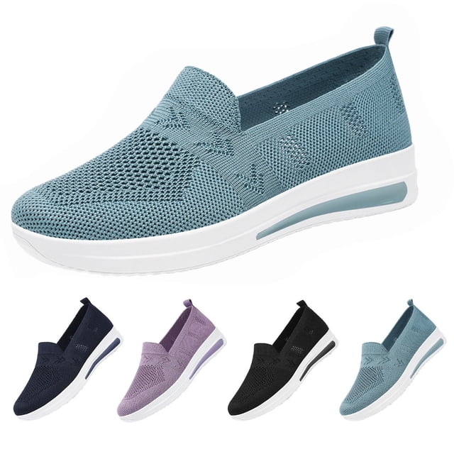 longantii Chaussures Orthopédiques pour Femmes Soutien de Voûte Antidérapantes à Enfiler Chaussures de Golf Larges en Maille Extensible Chaussures de Randonnée Confortables Chaussures en Mousse 2026 Bleu Ciel