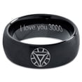 thumbnail image 2 of Tungsten Quote I Love You 3000 Engraved Band Ring 8mm Men Women Comfort Fit Black Dome Brushed Polished, 2 of 4