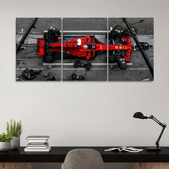 3pcs Art Deco Formula Racing Car Canvas Wall Art, Frameless Modern Racing Print, Indoor Portrait Orientation, Home, Bedroom, Living Room, Office Decor, Home Decoration, Wall Decor, Artistic Print, C