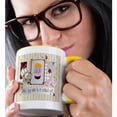 thumbnail image 2 of 3dRose, Collage of Stars, Cupcake, and Candle, Happy 65th Birthday, 15oz Two-Tone Yellow Mug, 2 of 7