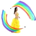 thumbnail image 2 of 2Pcs Silk Veil with 2Pcs Poi Ball Belly Dance Poi Streamer Throw Ball in Haka Dance and Polynesian Dances,Rainbow, 2 of 8
