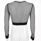 thumbnail image 4 of Women Sexy Hollow Out Mesh T-Shirt Harajuku Long Sleeve See Through Fishnet Crop Top Elastic Waist Casual Slim Fit Basic Pullovers Tee Clubwear, 4 of 4