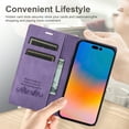 thumbnail image 5 of SaniMore for iPhone 14 Pro 6.1" 2022 Case [Magnetic Flip Full Protecetive Cover] Card Slots + Cash Pokcet + Kickstand + Retro Wear-resisitant PU Leather + Shockproof TPU Inner Business Shell, Purple, 5 of 9