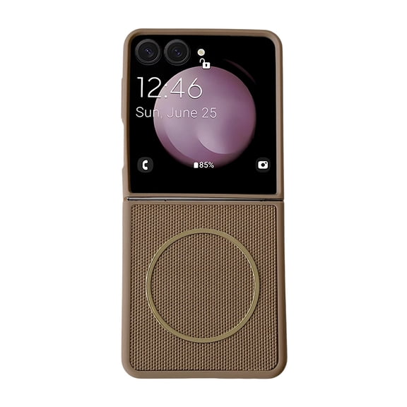 Magnetic Case for Samsung Galaxy Z Flip 6, Hybrid PC TPU, Compatible with MagSafe, Shockproof Anti-Scratch Anti-Slip Ultra Slim Protective Phone Cover for Samsung Galaxy Z Flip 6, Brown