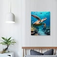 thumbnail image 3 of JEUXUS Ocean Canvas Wall Art Sea Turtle Wall Pictures Coral Theme Painting Modern Artwork Turquoise Wall Decor Fish Seascape Prints for Bathroom Decor Bedroom Living Room Kids Room to Hang, 3 of 4