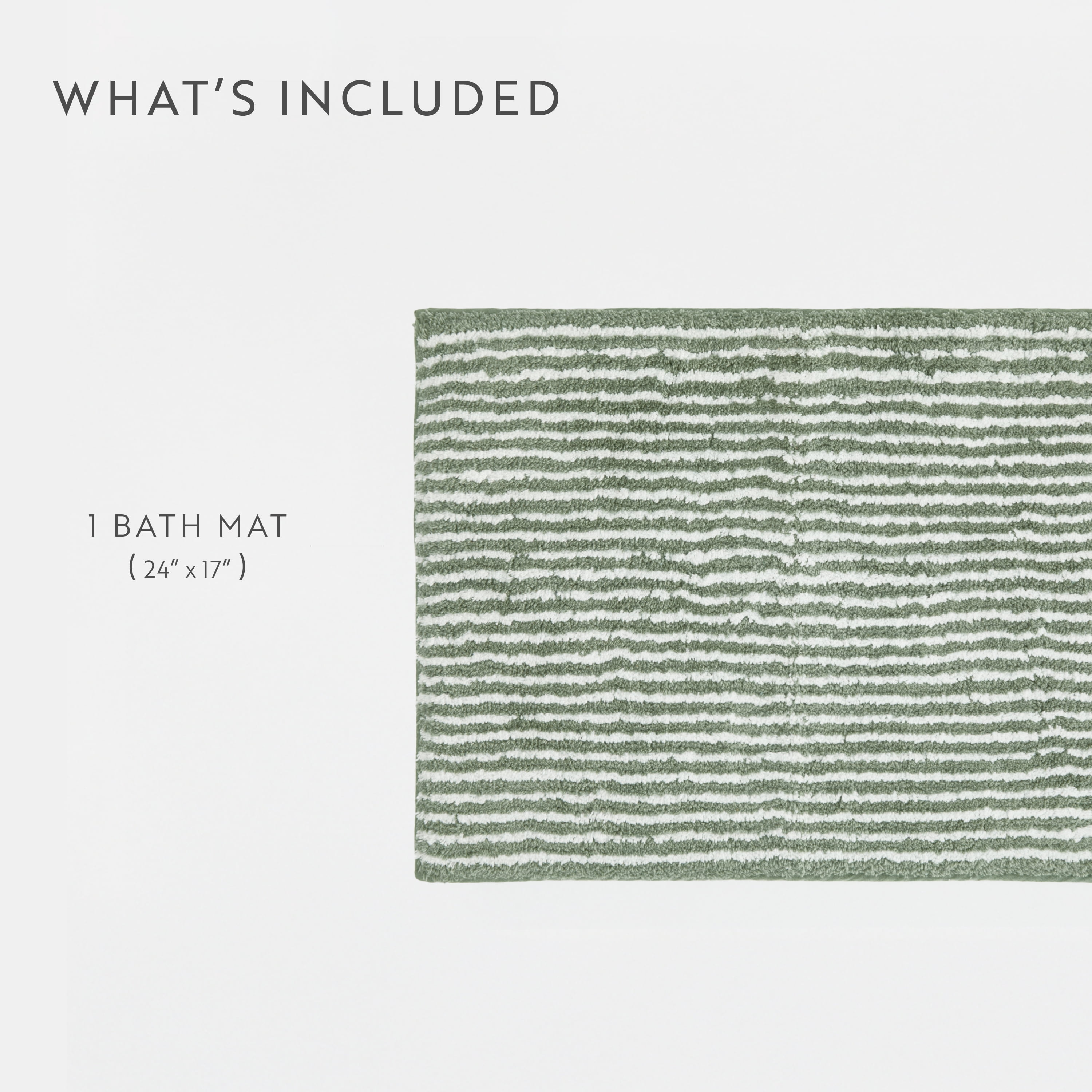 100% Cotton Pinstripe Patterned Bath Mat by Comfort Canopy, Sage, 24" x 17"