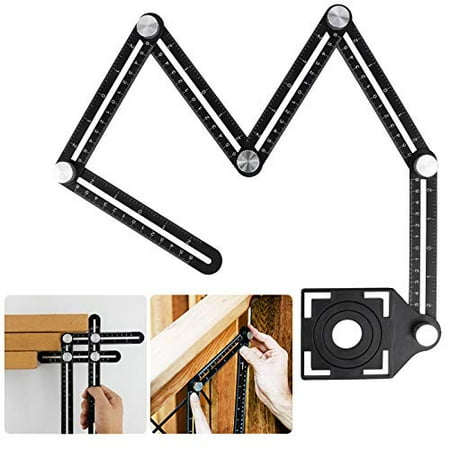 

SUNJOYCO Multi Angle Measuring Ruler Aluminum Alloy Ultimate Marking Template Tool Layout Angle Finder Woodworking Flooring Angle Ruler for Craftsmen Handymen Builders Carpenters