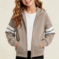 thumbnail image 2 of HAOTAGS Kids Hooded Sweatshirt (5-14) Winter Fleece-lined Zipper Warm Jacket Khaki Size 5T, 2 of 7