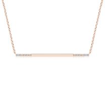 ANGARA Natural & Baguette Diamond Horizontal Bar Pendant in 14K Rose Gold for Women (Size-3x1.5mm| Color-H| Clarity-SI2) | Anniversary, Jewelry Gift for Women | Natural Diamond Necklace