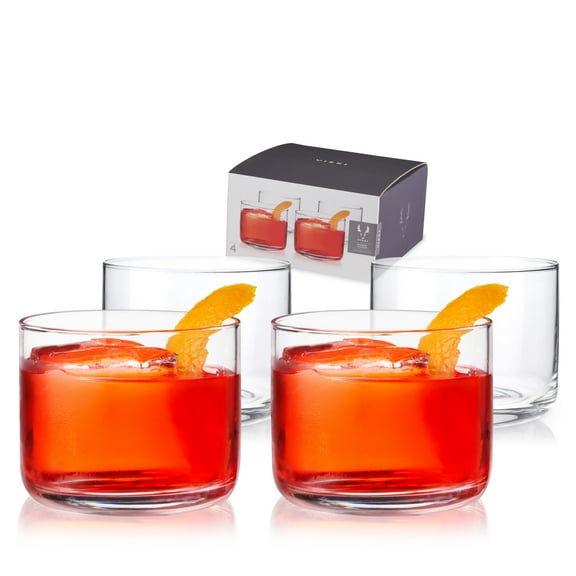 Viski Raye Crystal Glasses for Negroni Margarita Whiskey Neat 8 oz Set of 4