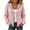 Pink, variant on Womens Zip Up Hooded Cardigan Cable Knit Jacket Loose Casual Long Sleeve Outerwear with Pockets Drawstring Hood Brown S
