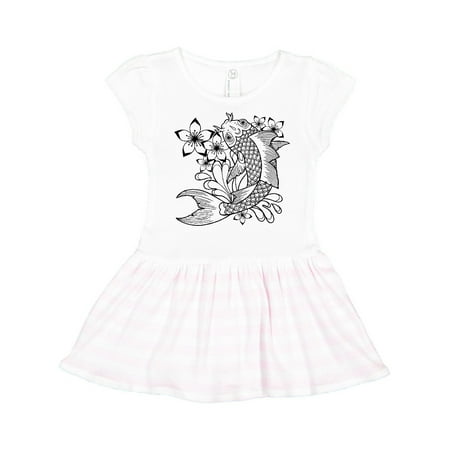 

Inktastic Koi Fish Illustration Black Gift Toddler Girl Dress