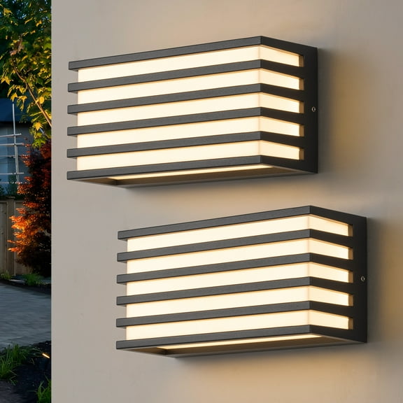 2-Pack Modern Black Aluminum LED Outdoor Indoor Wall Lights