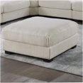 Beige Wide-Welt Corduroy Cocktail Ottoman with Wood Legs, Soft Plush ...