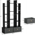 thumbnail image 3 of iSunirm Bookcase with Storage Home Decor Book Shelf with 2 Drawers, Free Standing Office Storage Shelf with 12 Open Bookshelf, Industrial Wood Book Case for Bedroom Living Room,Black, 3 of 5