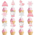 thumbnail image 2 of Kreatwow Winter Party Cake Decorations Winter Onederland Snowflake Cupcake Toppers Pink Wonderland Cake Decorations Snowman Christmas Tree Winter Baby Shower Party Supplies Pink for Girls 1st Birthday, 2 of 7