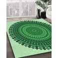 thumbnail image 3 of Ahgly Company Tapis Rond Lavable en Machine Intérieur Transitionnel Vert Forêt, 4 Pieds Rond, 3 of 7