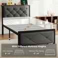 thumbnail image 6 of iPormis Twin Bed Frame with Storage Drawers, Linen Upholstered Headboard Platform Bed with Charging Station, No Box Spring Needed, Metal Slats Support, Noise-Free, Easy Assembly, Grey, 6 of 8