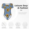 thumbnail image 6 of Uemuo Sunflowers Pattern Women's One Piece Short Sleeve Swimsuit Rash Guard Surfing Modest Quick-drying Swimsuit Beach Essentials-, 6 of 9