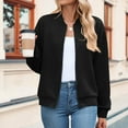 thumbnail image 2 of felwors Womens Bomber Jacket Zip Up Casual Jackets Lightweight Trendy Outerwear Coat with Pockets Black, M, 2 of 7