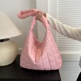 thumbnail image 1 of Bolso de hombro acolchado de invierno para mujer Bolso grande Bolso de mano de color sólido (Rosa), 1 of 8