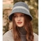 thumbnail image 3 of Sombrero Cloche para Mujer Bombín 100% Lana Elegante Sombrero Derby Estilo Vintage Sombrero De Invierno-Gris, 3 of 5