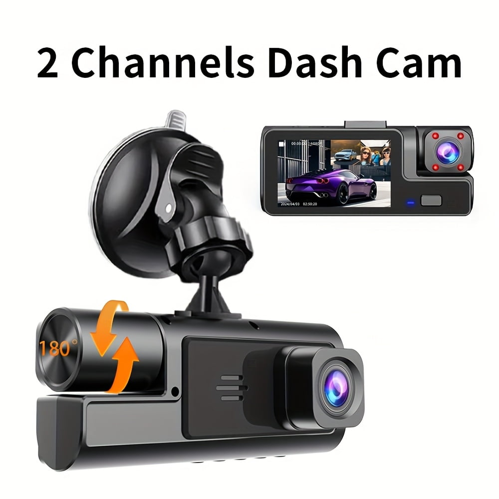 1080P Full HD Dual Channel WiFi Dash Cam, 170° Wide Angle Lens, 360° View Car Camera with Night Vision, Loop Recording & G-Sensor