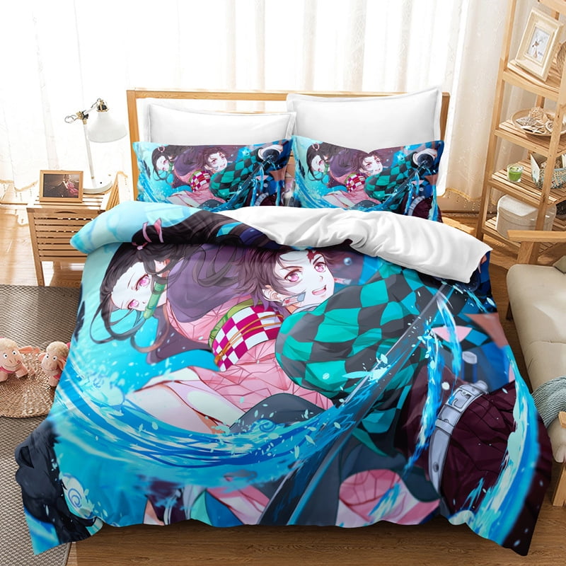 Anime Kids Comforter Set Boys Girls Cartoon Quilt and Pillowcase Twin Full Queen 