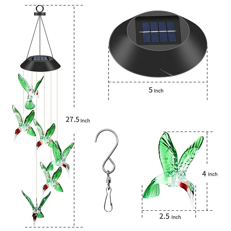 Solar Hummingbird Wind Chime Color Changing Solar LED String Lights Outdoor Mobile Hanging Patio Light Solar Hummingbird Wind Chime Color Changing Solar LED String Lights Outdoor Mobile Hanging Patio Light