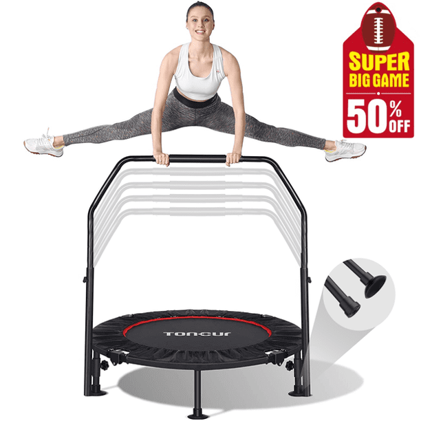 50/36" Mini Foldable Trampoline With Bar Urban Rebounder Bouncing Exercise Gifts 