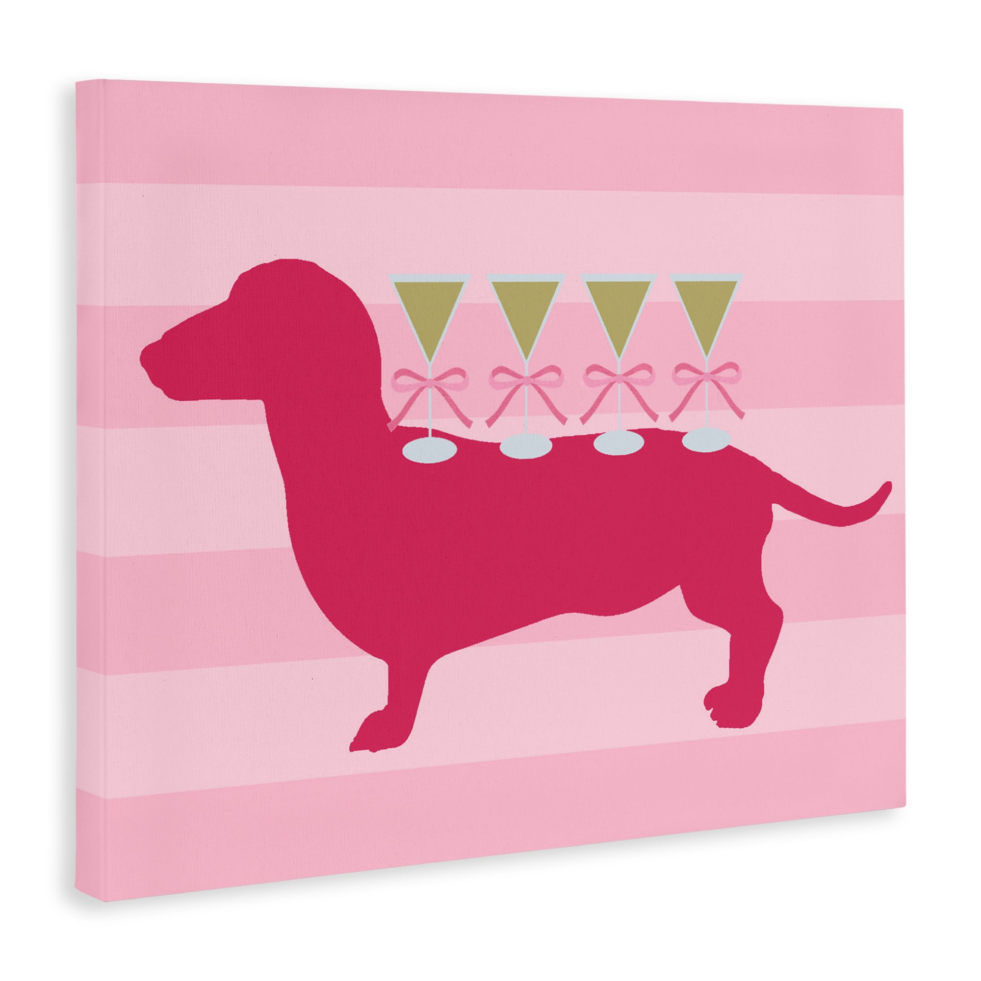 Stupell Industries Pink Dachshund With Martinis Canvas Wall Art, design by Lil' Rue