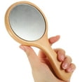 SHISUYAN Portable Wood Oval Handheld Makeup Mirror for Travel and
