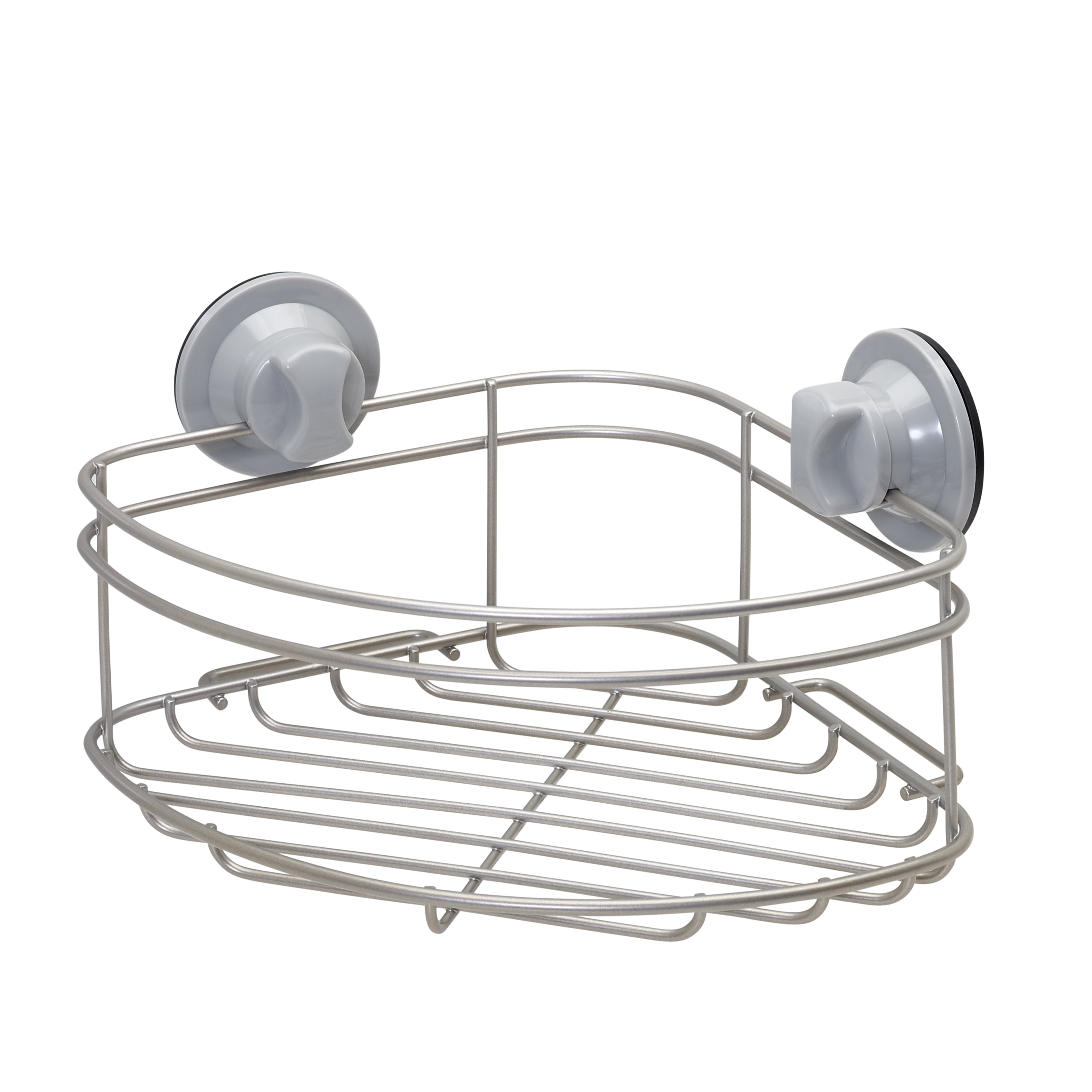 Satin Nickel Steel Corner Shower Basket, Better Homes & Gardens, 1 Shelf,  Suction/Adhesive 