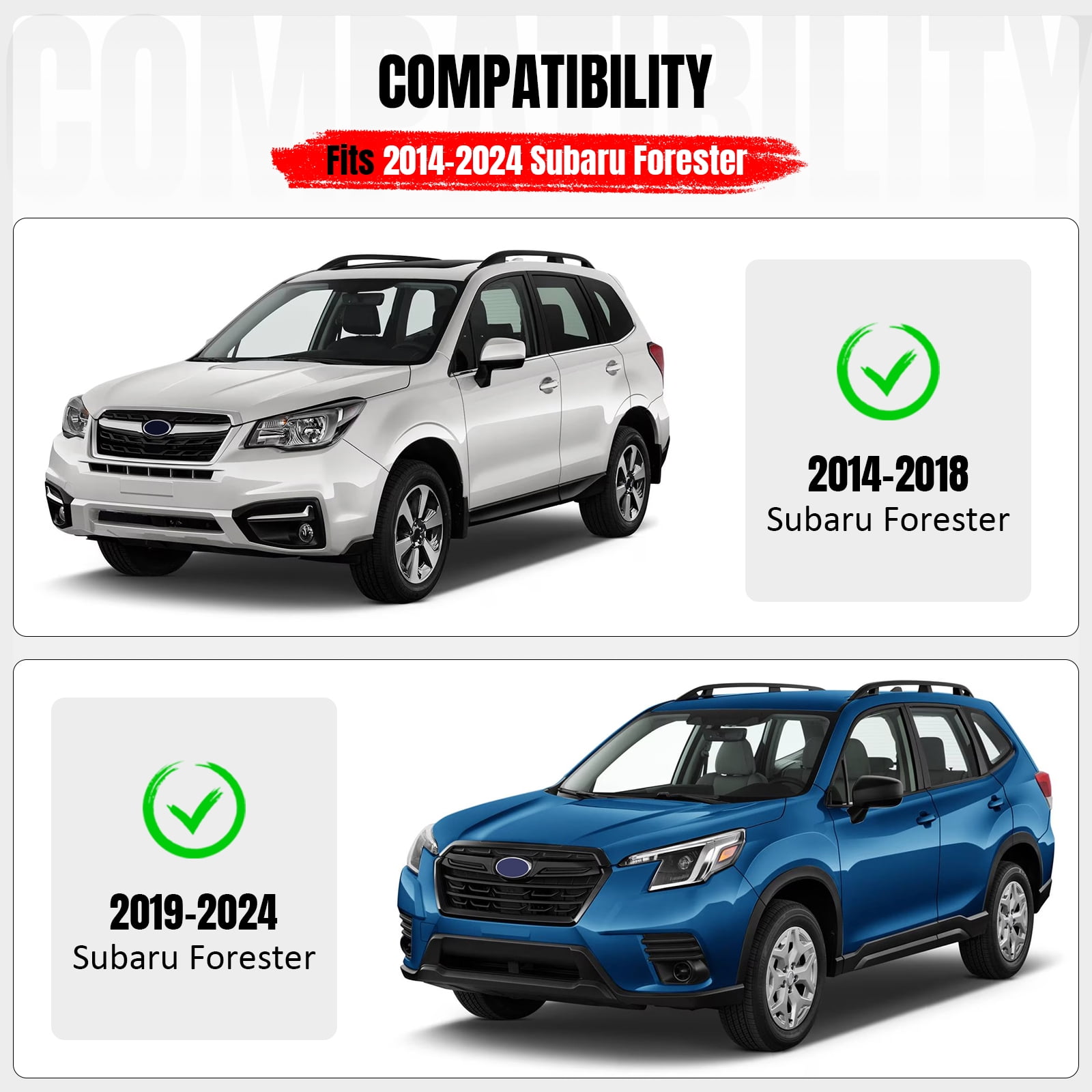 Ikon Motorsports Roof Rack Compatible With 2014-2024 Subaru Forester All Models Black Top Roof Rack Cross Bar Cargo Luggage Carrier Aluminum 6PCS