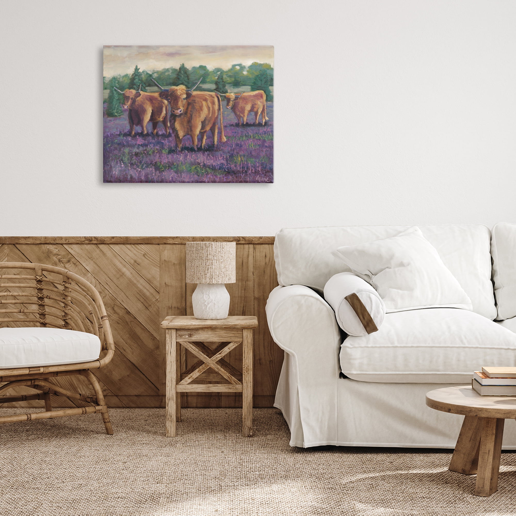 Purple Fields & Cows Canvas Wall Art, design by Marnie Bourque