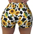 thumbnail image 2 of Fotbe Cute Cow Print Sunflower D Shorts Sin Costuras – Shorts Deportivos de Cintura Alta para Mujer, Elásticos para Gimnasio, Yoga, Running o Ciclismo-Medium, 2 of 8