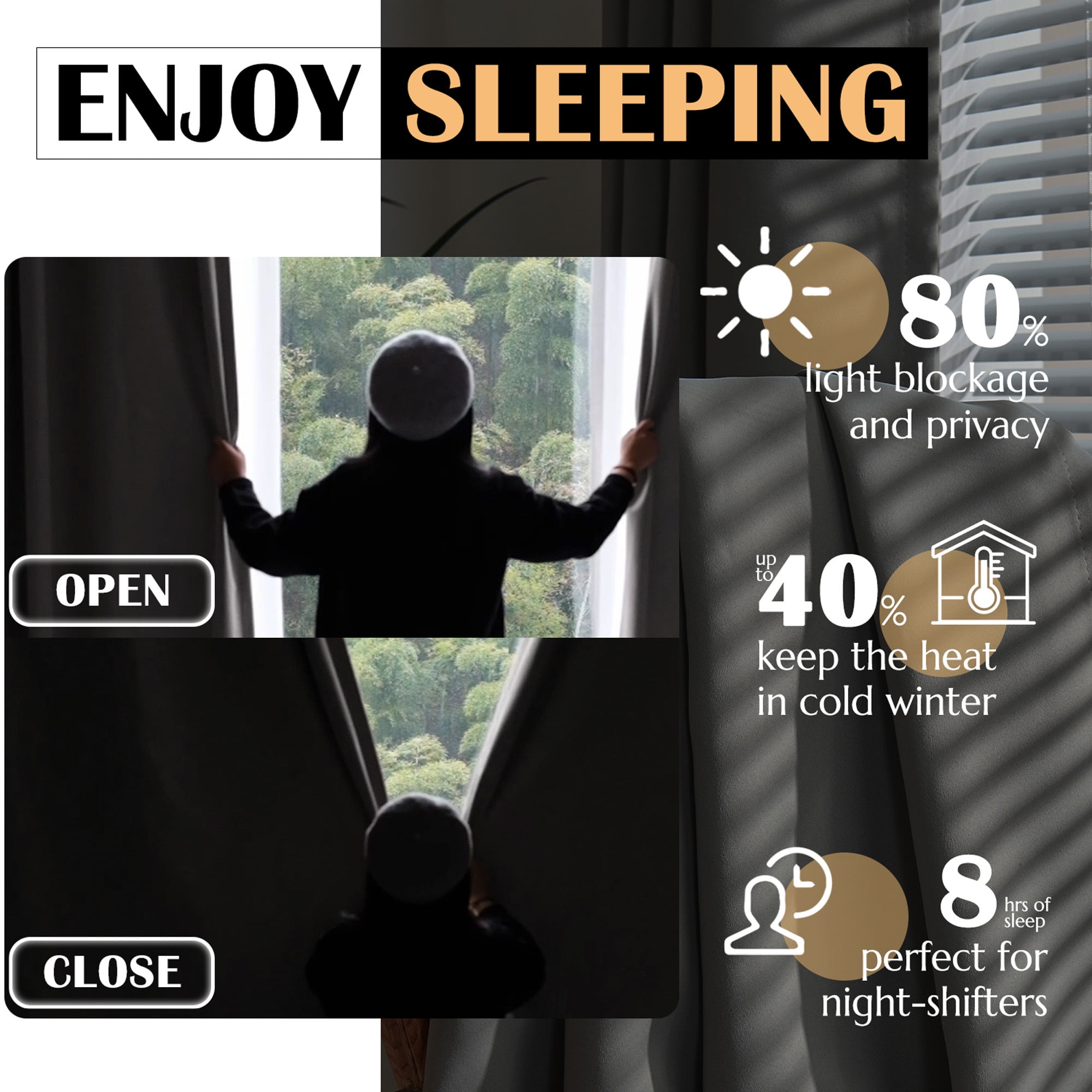 Curtainking Extra Wide Blackout Single Curtain Panel for Patio Door Sliding Glass Door Solid Thermal Insulated Room Divider Curtain, 100 x 84 Inch, Grey, 1 Panel